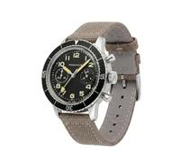 PRAESIDUS | - - Herrenuhren, Herrenarmbanduhren - Pilot, Chronograph, Militär - Gehäuse 38mm - Schwarzes Zifferblatt, Hellgraues Canvas-Armband | Montiert in den USA, Geschenk