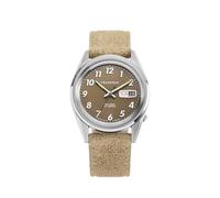 PRAESIDUS Armbanduhren für Herren, Feld, Militär - Gehäuse 38 mm, montiert in den USA, automatisch, Geschenk, Khaki-Braun - Sandfarbenes Lederarmband im Used-Look, Militär
