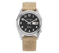 PRAESIDUS REC SPEC WHITE POPCORN Automatik Stahl Schwarz Leder Braun Herrenuhr, Schwarz , Armband