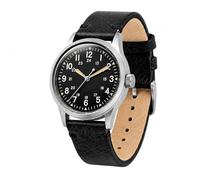 PRAESIDUS | - Uhren für Herren, Herrenarmbanduhren - Field, Militär - Mattschwarzes Zifferblatt, Schwarzes Lederarmband - Montiert in den USA | Geschenk
