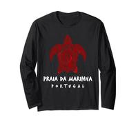 Praia Da Marinha Portugal Tribal Meeresschildkröte Ozean Kunst Design Langarmshirt