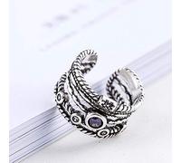 PRAK Damen 925 Sterling Silber Einzigartig Ringe, Böhmische Persönlichkeit Eule Fingerringe Für Frauen Vintage Einstellbare Antiken Ring Einzigartige Form Persönlichkeit Design Geburtstagsgeschenk