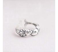 PRAK Damen 925 Sterling Silber Luxus Ringe,Einstellbare Vintage Mode Kleine Goldfische Fische Öffnen Ring Elegante Hündin Silber Schmuck Ring Geburtstagsgeschenk Student Style
