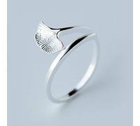 PRAK Damen 925 Sterling Silber Luxus Ringe,Handmade Gingko Boho Ringe Für Frauen Blatt Öffnen Finger Verstellbarer Ring Weihnachten Elegante Silber Schmuck Mädchen Geschenk