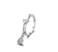 PRAK Damen 925 Sterling Silber Luxus Ringe,Herz Ring Novetly Modeschmuck Silber Ringe, Versilberte Modeschmuck Funkelnde Cute Verschleiß Geburtstagsgeschenk