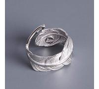 PRAK Damen 925 Sterling Silber Luxus Ringe,Retro Antike Große Feder Offene Ringe Für Frauen Damen Mode Böhmischen Schmuck Abendkleider Shining Festival Geschenk