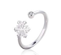 PRAK Damen 925 Sterling Silber Luxus Ringe,Vergoldete Schneeflocke Ring Design Niedlich Mode Schmuck Öffnen Einfache Ring Für Frauen Abendkleid Sekt Niedlichen Stil