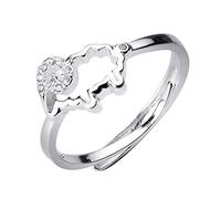 PRAK Damen 925 Sterling Silber Luxus Ringe, Zirkon Hohlen Schafe Ring Für Mode Frauen Schmuck Minimalistischen Cute Zubehör Geschenk Einzigartige Unterscheiden Umwerfenden Blickfang