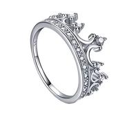 PRAK Damen 925 Sterling Silber Ringe,Einfache Mode glänzende Krone Form eleganter Stil Ring für Damen Geburtstagsgeschenk Zubehör von Drittanbietern, 7 (Durchmesser: 17,3 mm)