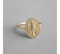 PRAK Damen 925 Sterling Silber Ringe Verstellbare,Goldene Jungfrau Maria Runder Ring Für Frauen Geburtstag Geschenk, Weihnachten Geschenk, Kreativen Stil