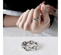 PRAK Damen 925 Sterling Silber Ringe Verstellbare,Vintage Mode Kreativ Hohlen DNA-Form Rock Style Lady Geburtstagsgeschenk Zubehör Von Drittanbietern