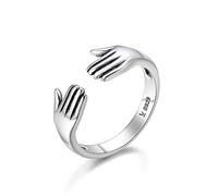PRAK Damen 925 Sterling Silber Ringe,Verstellbarer Ring Geben Mir Eine Umarmung Hand Finger Ringe Für Frauen Echt Silber Schmuck Geschenk Geburtstagsgeschenk Student Style Bankett Notwendig