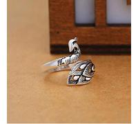 PRAK Damen 925 Sterling Silber Verstellbar Ringe,S 925 Sterling Silber Öffnung Peacock Ring Nationaler Thai Silber Phoenix Ringe Für Frauen Schmuck Nationalen Stil Souvenir