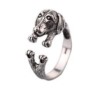 PRAK Damen Ring 925 Sterling Silber Verstellbar, Hund Tier Lady Modeschmuck Fingerring Persönlichkeit Design Cute Verschleiß Geburtstagsgeschenk Student Style Bankett Notwendig