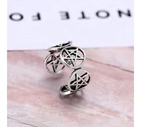 PRAK Damen Ring 925 Sterling Silber Verstellbar,Pentagramm Ring Schmuck Mode Finger Persönlichkeit Design Geburtstagsgeschenk Student Style Bankett Wesentliche Kleidung Passende