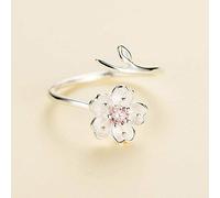PRAK Damen Ring 925 Sterling Silber Verstellbar,Weibliche Kirschblüten Ringe Für Frauen Einfache Und Frische Persönlichkeit Trauringe Kreative Cute Verschleiß Geburtstagsgeschenk Student Style