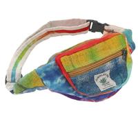 Praktische Hanf Gürteltasche, Ethno Bauchtasche, Sidebag, Batik bunt | Batik Design, Unikat, 3 Fächer mit Reißverschluss, Gurtlänge 85-110 cm, 80% Hanf, 20% Baumwolle