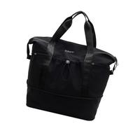 Praktischer Turnbeutel mit separaten Taschen für nasse und trockene Taschen, erweiterbare Reisetasche, Schultertasche, Handtasche für Fitness, Pendeln, leichte Business-Reisetasche, Schwarz , Mass