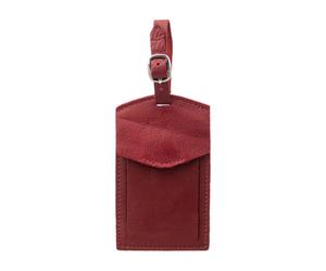 Prato E02 Luggage Tag Kofferanhänger Adressanhänger Leder rot