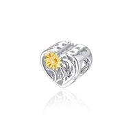 PRAYMOS Damen Charm Anhänger Sonnenblume Beads 925 Sterling Silber Charms Bead für Armband Halskette (Bead Charms-Sonnenblume)