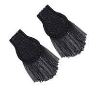 predolo 1 Paar Schulter Epauletten mit Fransen Gliederkette Schulterklappen Brosche Vintage Schulterpolster Schmuck Abzeichen aus Zinklegierung für Kostüm, Schwarz