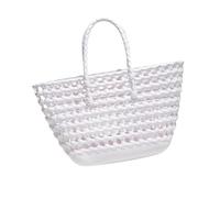 predolo Gewebte Tragetasche für Damen, Strandhandtasche zum Einkaufen, Pendeln, Urlaub, Weiß