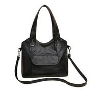 predolo Handtasche als Geräumige Schultertasche Damentasche Tragetasche Henkeltasche aus Wasserabweisendem Pu-Leder mit Verstellbarem Riemen für Büro Und, Schwarz