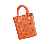 predolo Strandtasche Damen Handtasche Einkaufstasche Eva Material Atmungsaktiv mit Loch-Optik Und Cartoon-Motiv für Ausflüge Freizeit Camping Geschenk, orangefarbener Bär