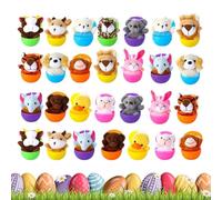 Prefilled Easter Eggs - Plush Toys Stuffed Animal Set, Keychain Collection with Soft Microfiber Filling, Classroom Prize Supplies, Party Favors, Small Gift Bag Fillers for Kids Spring Celebrations