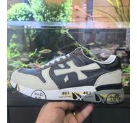 PREMIATA Mick PU Rundkappe Dicksohle Niedrig-Top Lässig Komfortable Minimalistische Lifestyle Sneaker, Herren, Weiß Grau