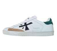 PREMIATA Steven_7284 Herrenschuhe Leder-Sneakers Weiß-Grün, Weiß Grün, 44 EU