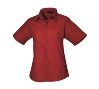 Premier - Bluse für Damen kurzärmlig (Burgunderrot) 30