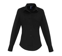 Premier Workwear Damen Popeline Stretch Bluse langarm PR344 black XL