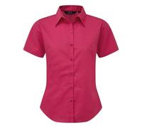 Premier Damen Kurzarm Popeline Bluse / Arbeitshemd (Hot Pink) EU 46 / UK 18
