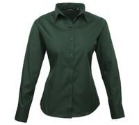 Premier Damen Popeline Bluse / Arbeitshemd, langärmlig (Flaschengrün) EU 48 / UK 20