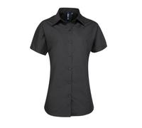 Premier Damen Popeline-Bluse / Bluse / Arbeitshemd, kurzärmlig (Schwarz) EU 54 / UK 26
