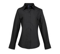 Premier Damen Popeline-Bluse / Bluse / Arbeitshemd, langärmlig (Schwarz) EU 38 / UK 10