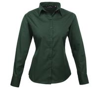 Premier Fitness Damen Poplin Long Sleeve Blouse Bluse, Grün (Flasche), 48