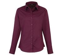 Premier Fitness Damen Poplin Long Sleeve Blouse Bluse, Rot (Aubergine), 40