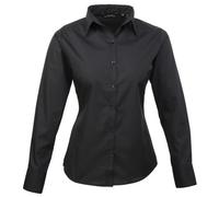 Premier Fitness Damen Poplin Long Sleeve Blouse Bluse, Schwarz (Black), 40