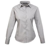 Premier Workwear Cotton Classics Popeline Bluse langarm 39.0300 Gr. XS silber