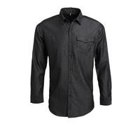 Premier Mens Denim Hemd mit Kontrastnähten (Black Denim) L