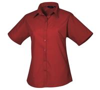 Premier Popeline-Kurzarmbluse für Damen/Damen (Burgunderrot) 2XS