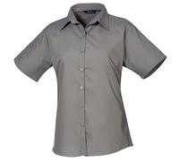 Premier Popeline-Kurzarmbluse für Damen/Damen (Dunkelgrau) 2XS