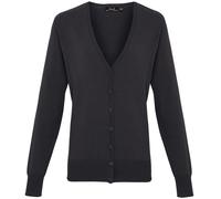 Premier Womens/Ladies Button Through Long Sleeve V-neck Knitted Cardigan (Charcoal) EU 50 / UK 22