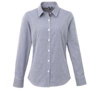 Premier Womens/Ladies Gingham Langarmhemd (Marine/Weiß) EU 40 / UK 12