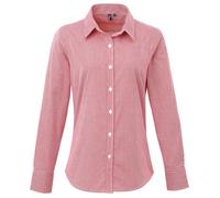 Premier Womens/Ladies Gingham Langarmhemd (Rot/Weiß) EU 40 / UK 12