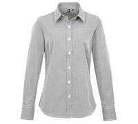 Premier Womens/Ladies Gingham Long-Sleeved Shirt (Schwarz/Weiß) EU 38 / UK 10