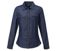 Premier Womens/Ladies Jeans Stitch Long Sleeve Denim Shirt (Indigo Denim) 3XL