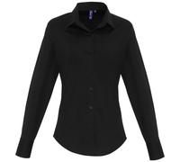 Premier Workwear Cotton Classics-39.0344 Popeline Stretch Bluse langarm Gr. L schwarz